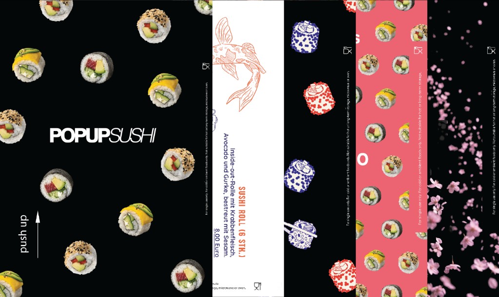 Beispieldesigns auf Push Up Sushi Tubes